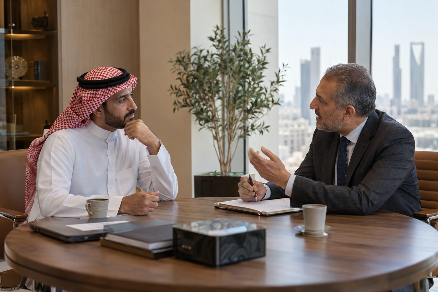 جلسة كوتشنج تنفيذي بين قائد وكوتش معتمد
